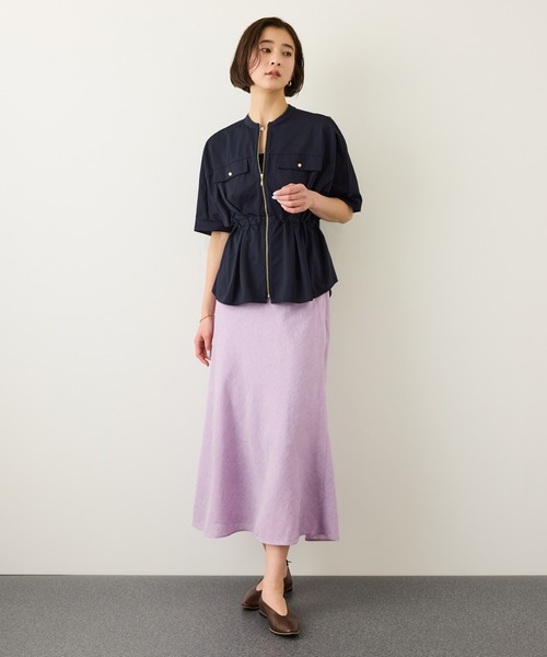 ROPE'（ロペ）の「フロントジップブルゾンブラウス/イージーケア（シャツ/ブラウス・レディース・ブラック/ネイビー/ベージュ・FREE）」の4枚目の写真