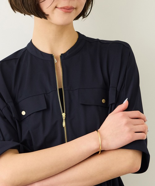 ROPE'（ロペ）の「フロントジップブルゾンブラウス/イージーケア（シャツ/ブラウス・レディース・ブラック/ネイビー/ベージュ・FREE）」の5枚目の写真