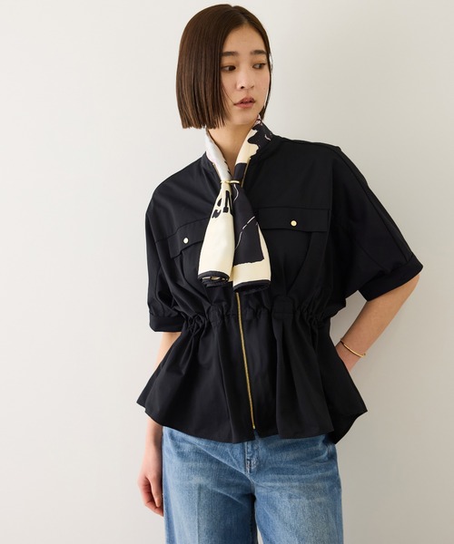 ROPE'（ロペ）の「フロントジップブルゾンブラウス/イージーケア（シャツ/ブラウス・レディース・ブラック/ネイビー/ベージュ・FREE）」の7枚目の写真