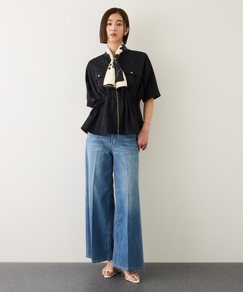 ROPE'（ロペ）の「フロントジップブルゾンブラウス/イージーケア（シャツ/ブラウス・レディース・ブラック/ネイビー/ベージュ・FREE）」の8枚目の写真