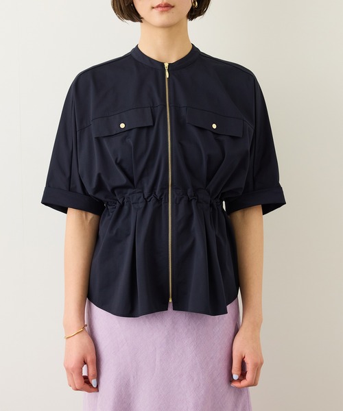 ROPE'（ロペ）の「フロントジップブルゾンブラウス/イージーケア（シャツ/ブラウス・レディース・ブラック/ネイビー/ベージュ・FREE）」の10枚目の写真