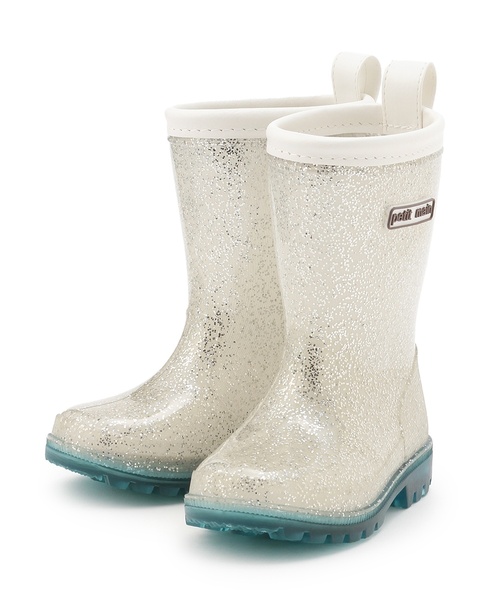 petit main（プティマイン）の「ぴかぴかレインブーツ（レインシューズ・キッズ・シルバー/ベビーピンク・16cm/17cm/18cm/19cm/14cm/15cm）」の2枚目の写真