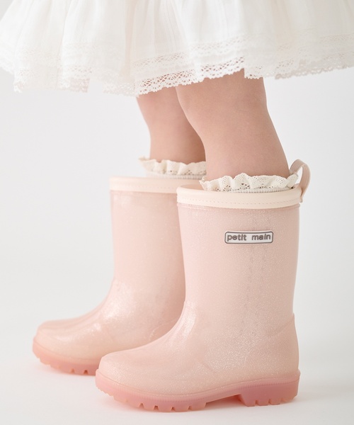 petit main（プティマイン）の「ぴかぴかレインブーツ（レインシューズ・キッズ・シルバー/ベビーピンク・16cm/17cm/18cm/19cm/14cm/15cm）」の11枚目の写真