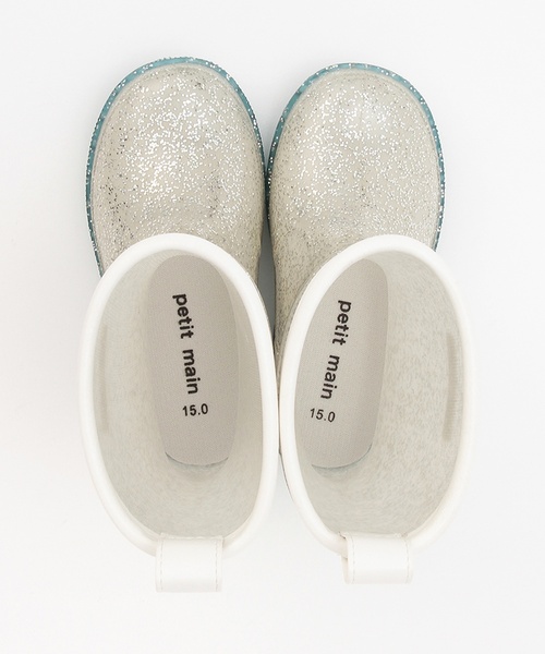 petit main（プティマイン）の「ぴかぴかレインブーツ（レインシューズ・キッズ・シルバー/ベビーピンク・16cm/17cm/18cm/19cm/14cm/15cm）」の6枚目の写真