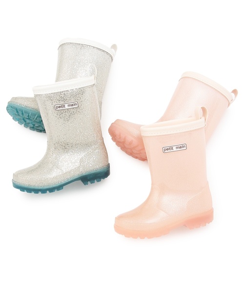petit main（プティマイン）の「ぴかぴかレインブーツ（レインシューズ・キッズ・シルバー/ベビーピンク・16cm/17cm/18cm/19cm/14cm/15cm）」の4枚目の写真