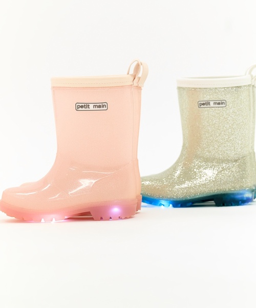 petit main（プティマイン）の「ぴかぴかレインブーツ（レインシューズ・キッズ・シルバー/ベビーピンク・16cm/17cm/18cm/19cm/14cm/15cm）」の3枚目の写真