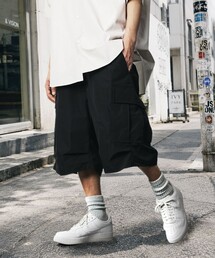 <UVカット・速乾> Quick Dry Fabric ワイドシルエット ポリリップクロス ショートカーゴパンツ 短パン ハーフパンツ ショートパンツ 限定展開