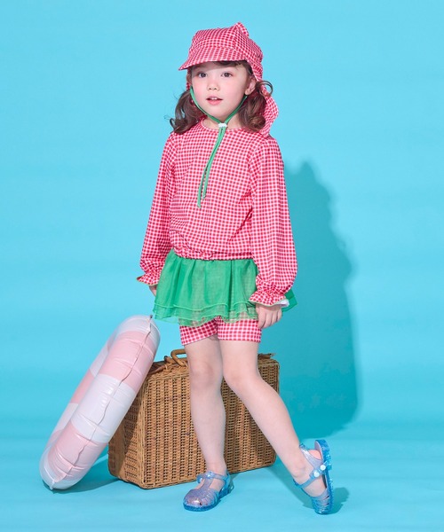 MARKEY'S(マーキーズ)の「【水着/UVカット】チュールスカートドッキングペチパンツ(チェック柄)(水着・キッズ・レッド/ブラック・80/90/100/110/120/130/140)」の6枚目の写真