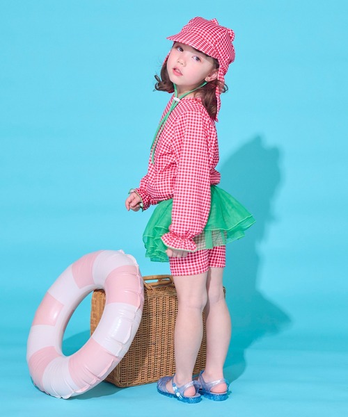 MARKEY'S(マーキーズ)の「【水着/UVカット】チュールスカートドッキングペチパンツ(チェック柄)(水着・キッズ・レッド/ブラック・80/90/100/110/120/130/140)」の8枚目の写真
