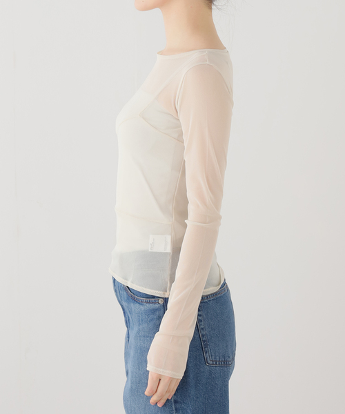 plage(プラージュ)の「《一部店舗・WEB限定》TANC TOKYO / タンクトウキョウ POWER NET TULLE L/SL トップス(Tシャツ/カットソー・レディース・ベージュ系その他・FREE)」の8枚目の写真