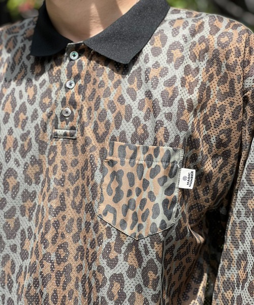 MAGIC NUMBER(マジック ナンバー)の「【MAGIC NUMBER】MESH LEOPARD POLO-SHIRT(ポロシャツ・メンズ・ブラック/ブラウン・LARGE/MEDIUM)」の10枚目の写真
