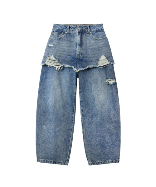 RENSE（レンセ）の「Layered Skirt Denim Pants Blue（デニムパンツ・レディース・その他・MEDIUM/SMALL）」の3枚目の写真