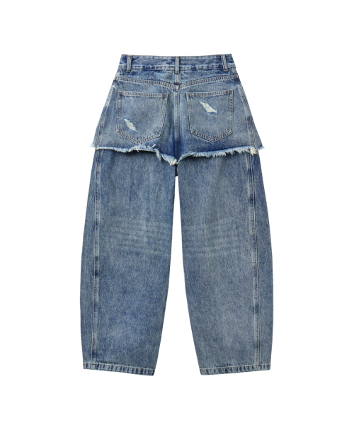 RENSE（レンセ）の「Layered Skirt Denim Pants Blue（デニムパンツ・レディース・その他・MEDIUM/SMALL）」の4枚目の写真