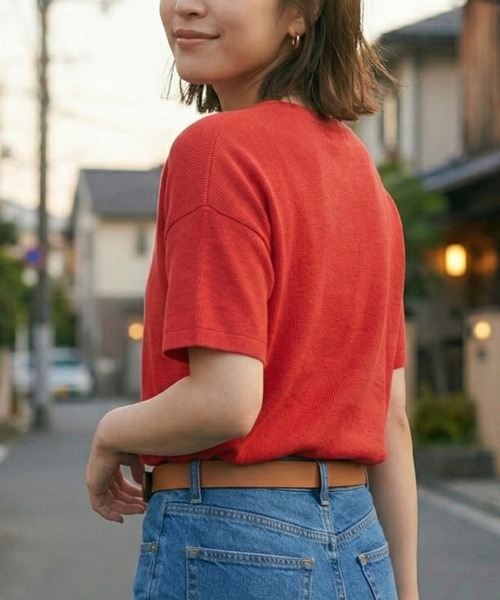 MULEXS(ミューレクス)の「半袖Tシャツ / コットン100% ヘビーウェイト オーバーサイズ ベーシックカットソー(Tシャツ/カットソー・レディース・ライトベージュ/レッド/カーキ/イエロー・L/M)」の8枚目の写真
