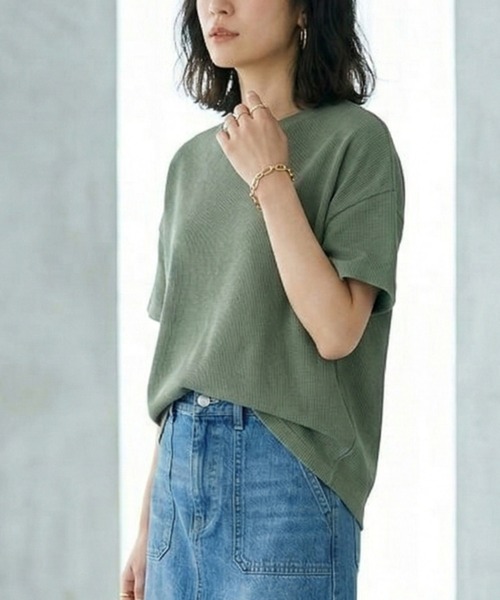 MULEXS(ミューレクス)の「半袖Tシャツ / コットン100% ヘビーウェイト オーバーサイズ ベーシックカットソー(Tシャツ/カットソー・レディース・ライトベージュ/レッド/カーキ/イエロー・L/M)」の19枚目の写真