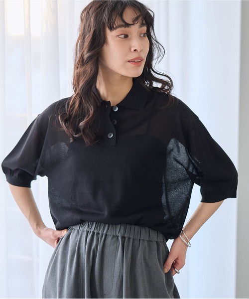 for/c(フォーシー)の「ラメシアーニットポロ【サスティナブル】(ニット/セーター・レディース・イエロー/ブラック/グレー/オフホワイト・M/L)」の14枚目の写真