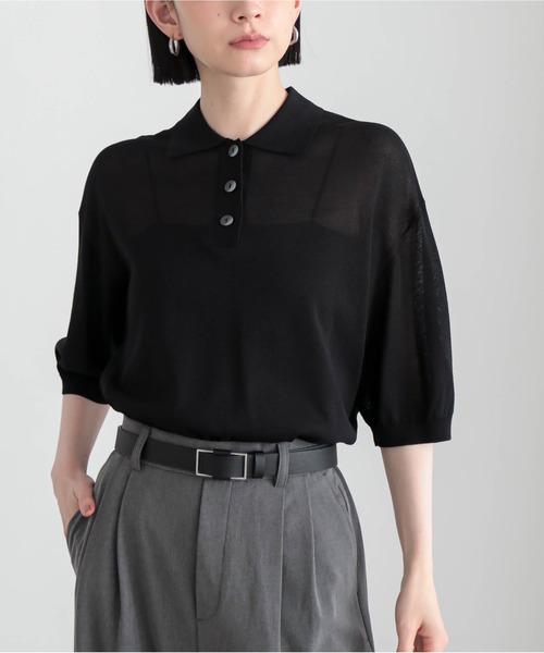 for/c(フォーシー)の「ラメシアーニットポロ【サスティナブル】(ニット/セーター・レディース・イエロー/ブラック/グレー/オフホワイト・M/L)」の18枚目の写真