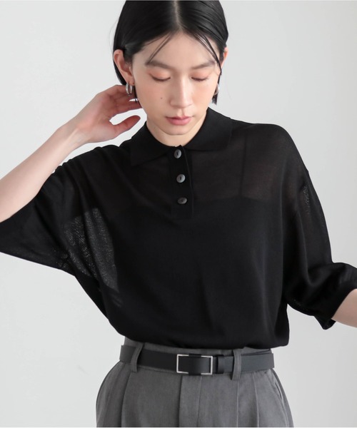 for/c(フォーシー)の「ラメシアーニットポロ【サスティナブル】(ニット/セーター・レディース・イエロー/ブラック/グレー/オフホワイト・M/L)」の19枚目の写真