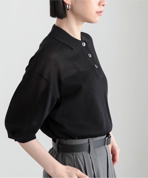 for/c(フォーシー)の「ラメシアーニットポロ【サスティナブル】(ニット/セーター・レディース・イエロー/ブラック/グレー/オフホワイト・M/L)」の20枚目の写真
