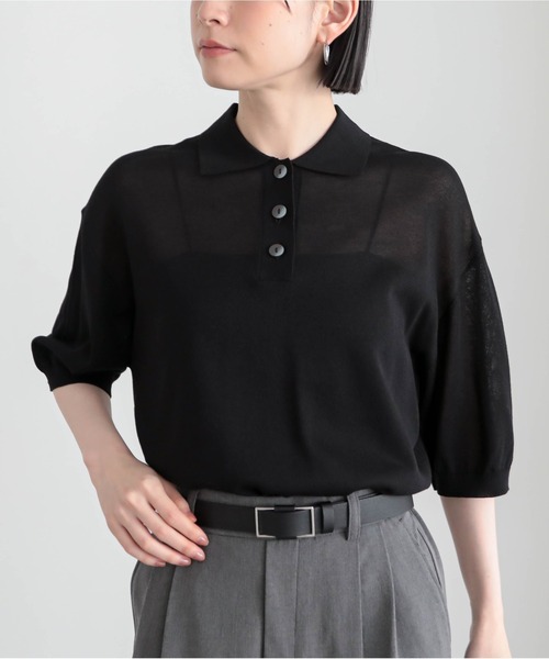 for/c(フォーシー)の「ラメシアーニットポロ【サスティナブル】(ニット/セーター・レディース・イエロー/ブラック/グレー/オフホワイト・M/L)」の21枚目の写真