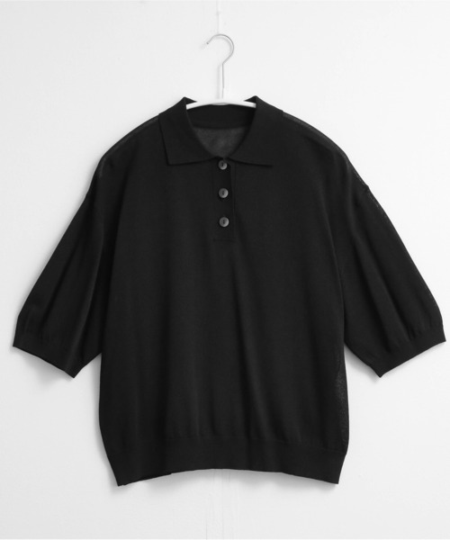 for/c(フォーシー)の「ラメシアーニットポロ【サスティナブル】(ニット/セーター・レディース・イエロー/ブラック/グレー/オフホワイト・M/L)」の6枚目の写真