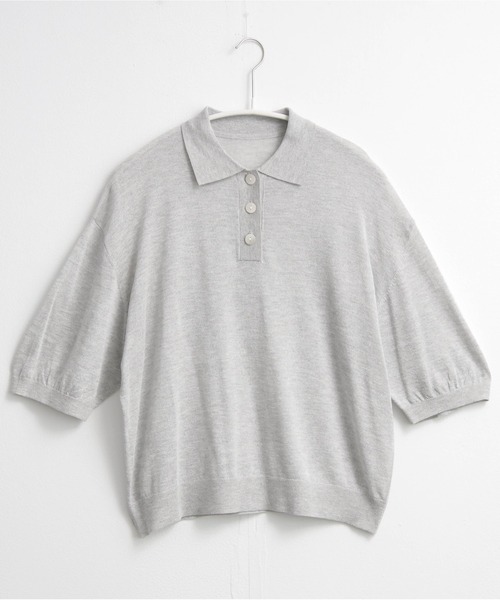 for/c(フォーシー)の「ラメシアーニットポロ【サスティナブル】(ニット/セーター・レディース・イエロー/ブラック/グレー/オフホワイト・M/L)」の7枚目の写真