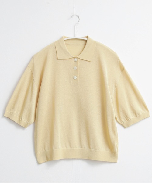 for/c(フォーシー)の「ラメシアーニットポロ【サスティナブル】(ニット/セーター・レディース・イエロー/ブラック/グレー/オフホワイト・M/L)」の8枚目の写真