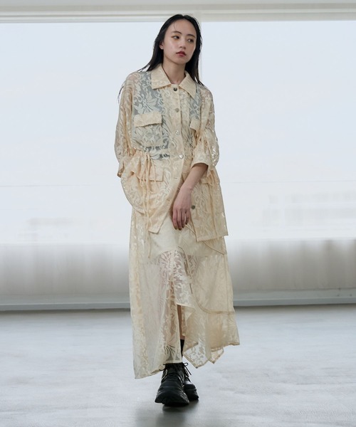 HARE（ハレ）の「メッシュジャガードステンシャツブルゾン(HARE)（シャツ/ブラウス・レディース・オフホワイト/ブラック・FREE）」の11枚目の写真