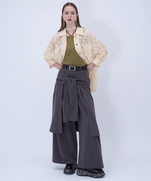 HARE（ハレ）の「メッシュジャガードステンシャツブルゾン(HARE)（シャツ/ブラウス・レディース・オフホワイト/ブラック・FREE）」の14枚目の写真