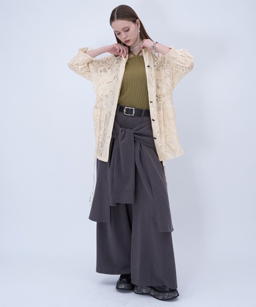 HARE（ハレ）の「メッシュジャガードステンシャツブルゾン(HARE)（シャツ/ブラウス・レディース・オフホワイト/ブラック・FREE）」の15枚目の写真