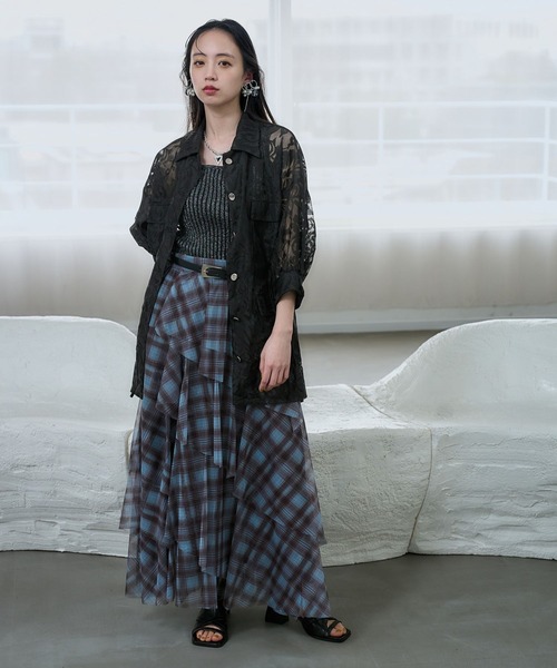 HARE（ハレ）の「メッシュジャガードステンシャツブルゾン(HARE)（シャツ/ブラウス・レディース・オフホワイト/ブラック・FREE）」の18枚目の写真