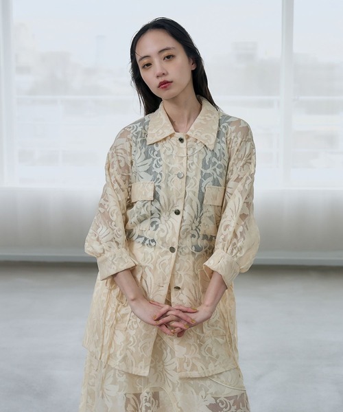 HARE（ハレ）の「メッシュジャガードステンシャツブルゾン(HARE)（シャツ/ブラウス・レディース・オフホワイト/ブラック・FREE）」の19枚目の写真