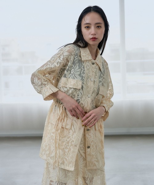 HARE（ハレ）の「メッシュジャガードステンシャツブルゾン(HARE)（シャツ/ブラウス・レディース・オフホワイト/ブラック・FREE）」の20枚目の写真