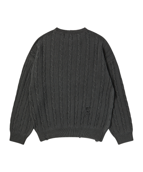Beyond Closet（-）の「[コレクションライン] ヴィンテージダメージポイントケーブルニットチャコールグレー（ニット/セーター・メンズ・その他・MEDIUM/LARGE）」の3枚目の写真