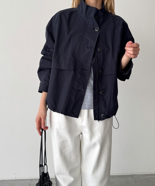 CANAL JEAN(キャナルジーン)の「HARING コットンナイロンブルゾン(ブルゾン・レディース・ネイビー/アイボリー・ONE SIZE)」の1枚目の写真