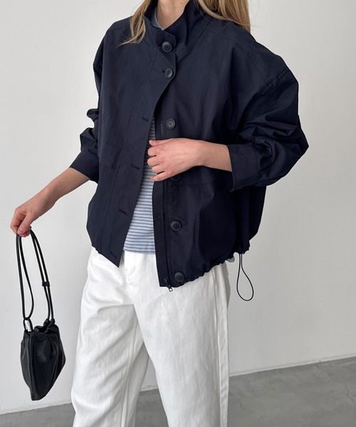 CANAL JEAN(キャナルジーン)の「HARING コットンナイロンブルゾン(ブルゾン・レディース・ネイビー/アイボリー・ONE SIZE)」の9枚目の写真