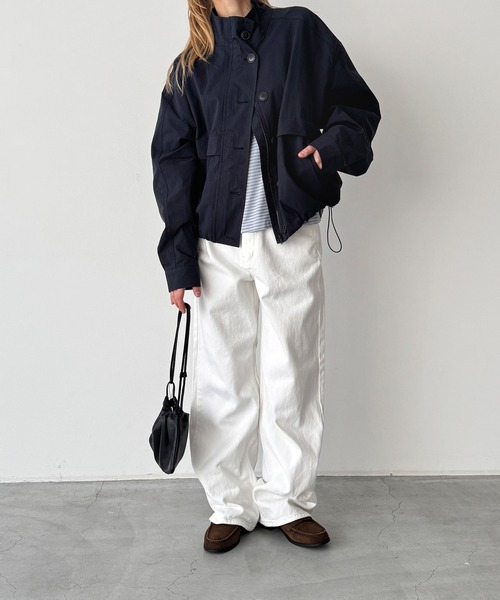 CANAL JEAN(キャナルジーン)の「HARING コットンナイロンブルゾン(ブルゾン・レディース・ネイビー/アイボリー・ONE SIZE)」の7枚目の写真