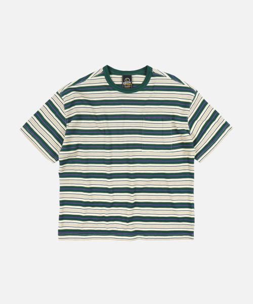 FRIZMWORKS(フリズムワークス)の「HORIZON STRIPE HALF TEE _ DARK GREEN(Tシャツ/カットソー・メンズ・その他・SMALL/MEDIUM/LARGE/X-LARGE)」の1枚目の写真