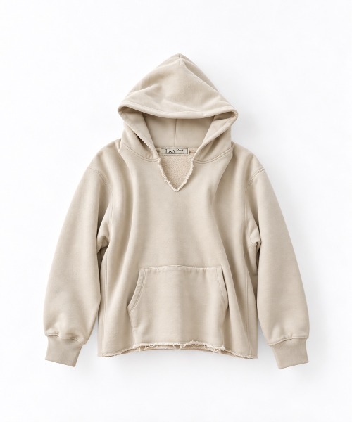 CANAL JEAN（キャナルジーン）の「Lakey Park　カットオフパーカープルオーバー（パーカー・レディース・ベージュ/ネイビー・ONE SIZE）」の2枚目の写真