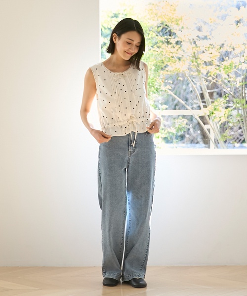 petit main LIEN(プティマインリアン)の「【親子リンク】レースデニムパンツ(デニムパンツ・レディース・ブルー/サックスブルー・M/S)」の2枚目の写真