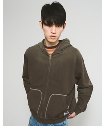 Aged Zip Hoodie - Brown