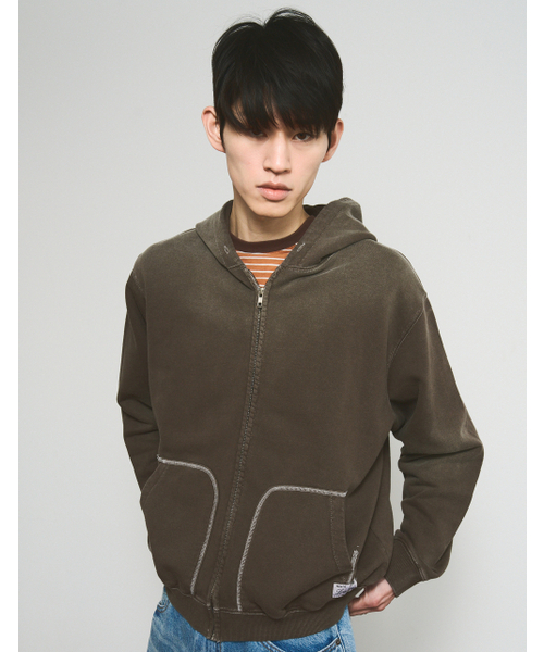 LORES(ロアス)の「Aged Zip Hoodie - Brown(パーカー・レディース・その他・SMALL/MEDIUM/LARGE)」の1枚目の写真