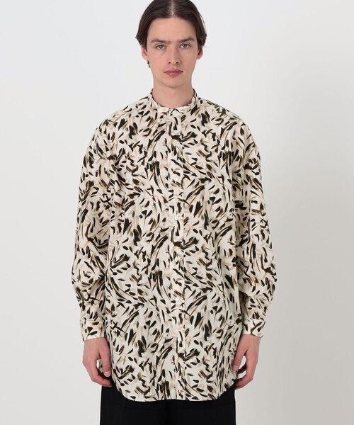 HAVERSACK(ハバーザック)の「HAVERSACK ATTIRE コットン総柄 スタンドカラーロングスリーブシャツ(シャツ/ブラウス・メンズ・ベージュ系その他・L/M)」の4枚目の写真