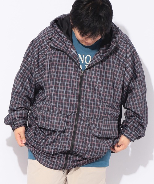 B&T CLUB(ビーティークラブ)の「ナイロン ジャケット メンズ 大きいサイズ チェック柄 ダブルジップ ナイロン ブルゾン B&T CLUB (ビーアンドティークラブ)(ナイロンジャケット・メンズ・グレー/ブラック・3L/4L/5L)」の2枚目の写真