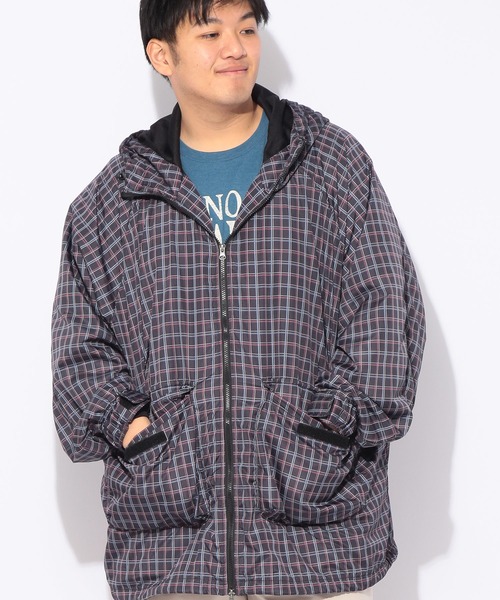 B&T CLUB(ビーティークラブ)の「ナイロン ジャケット メンズ 大きいサイズ チェック柄 ダブルジップ ナイロン ブルゾン B&T CLUB (ビーアンドティークラブ)(ナイロンジャケット・メンズ・グレー/ブラック・3L/4L/5L)」の20枚目の写真