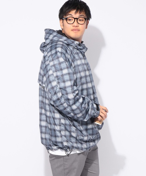 B&T CLUB(ビーティークラブ)の「ナイロン ジャケット メンズ 大きいサイズ チェック柄 ダブルジップ ナイロン ブルゾン B&T CLUB (ビーアンドティークラブ)(ナイロンジャケット・メンズ・グレー/ブラック・3L/4L/5L)」の10枚目の写真