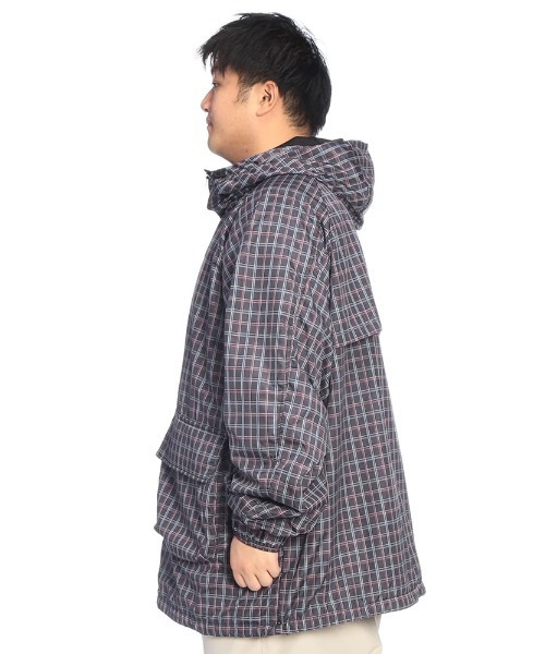 B&T CLUB(ビーティークラブ)の「ナイロン ジャケット メンズ 大きいサイズ チェック柄 ダブルジップ ナイロン ブルゾン B&T CLUB (ビーアンドティークラブ)(ナイロンジャケット・メンズ・グレー/ブラック・3L/4L/5L)」の12枚目の写真