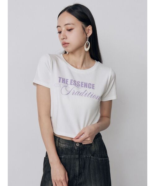 MURUA（ムルーア）の「MIXタイプフェイスクロップドTシャツ（Tシャツ/カットソー・レディース・ピンク/ホワイト/ブラック・FREE）」の7枚目の写真