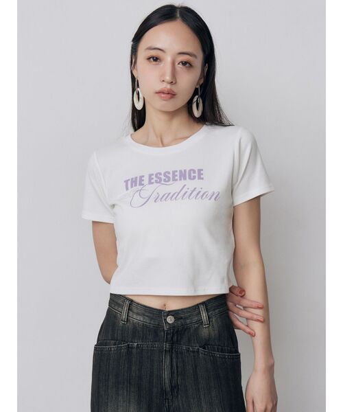 MURUA（ムルーア）の「MIXタイプフェイスクロップドTシャツ（Tシャツ/カットソー・レディース・ピンク/ホワイト/ブラック・FREE）」の8枚目の写真