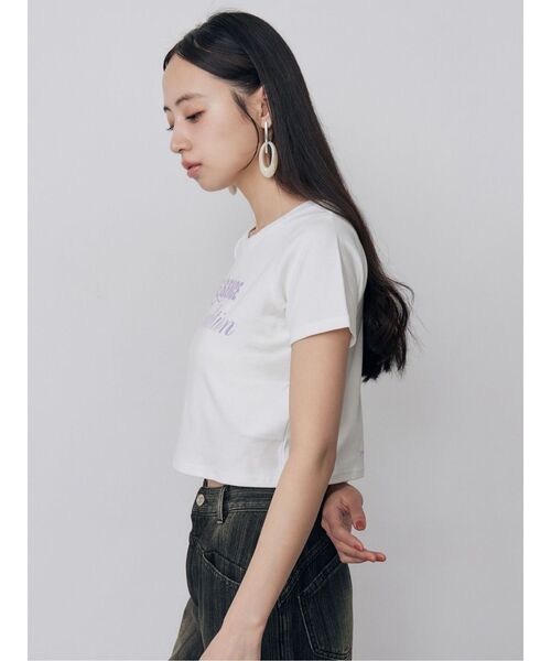 MURUA（ムルーア）の「MIXタイプフェイスクロップドTシャツ（Tシャツ/カットソー・レディース・ピンク/ホワイト/ブラック・FREE）」の10枚目の写真
